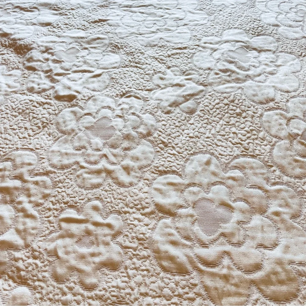 Vintage Cottagecore cream, color, quilted bedspread Approximately 92” X 94”